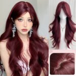 OLACARE Synthetic Long Straight Lolita Wig with Bangs Wig  Mixed Black Red Blonde Cosplay