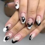 24pcs Full Cover Long False Press On Nails With Designs Light Green Stripe Gradient